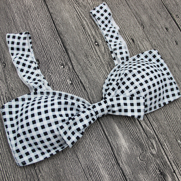 Costum de baie damă din două piese cu panglică