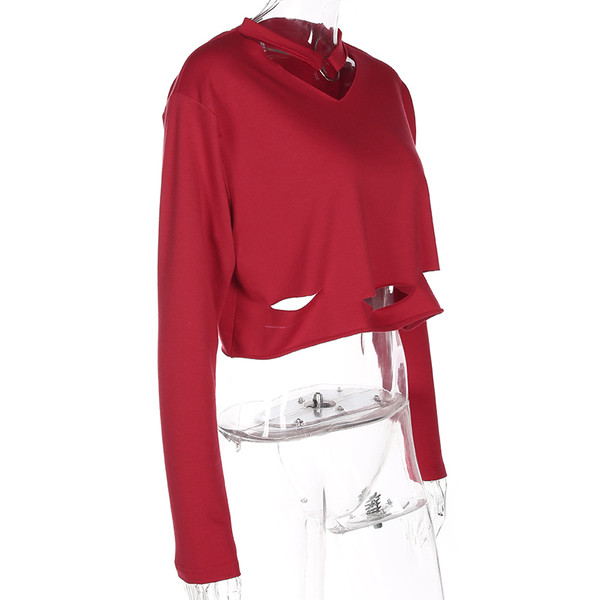 Γυναικείες κοντές μπλούζες με μακριά μανίκια με ραβδωτά μοτίβα