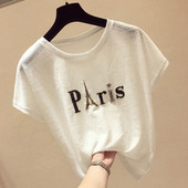 Γυναικείο καλοκαιρινό μπλουζάκι σε τρία χρώματα με διακοσμητικές πέτρες και πούλιες