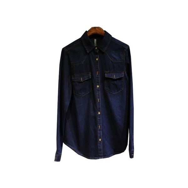 Cămașă lungă de blugi de damă de culoare închisă