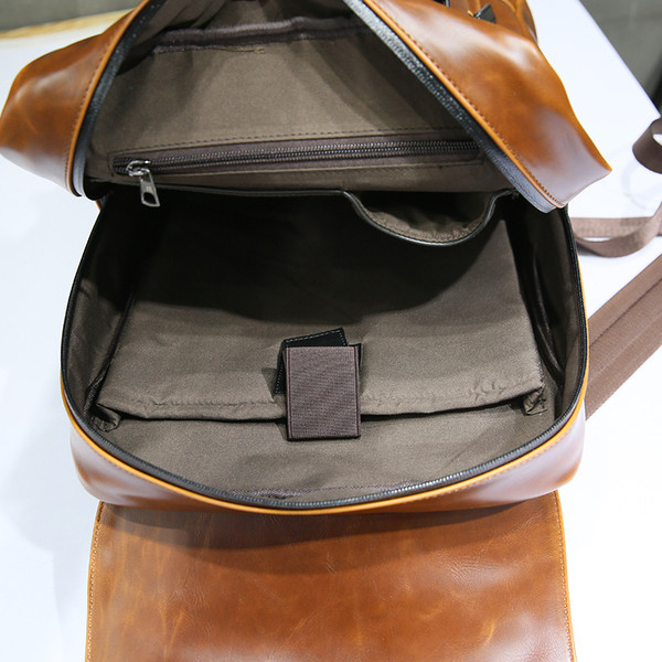 Férfi öko bőr hátizsák dupla pánttal és mintával