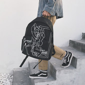 Rucsac zilnic pentru bărbați de culoare neagră cu imprimeu