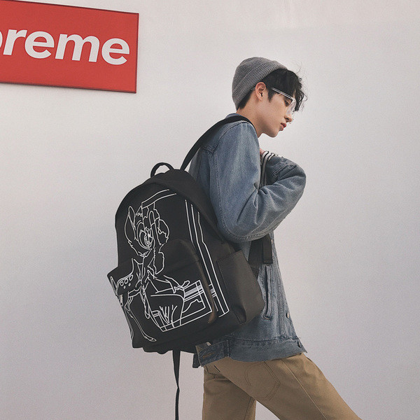 Rucsac zilnic pentru bărbați de culoare neagră cu imprimeu