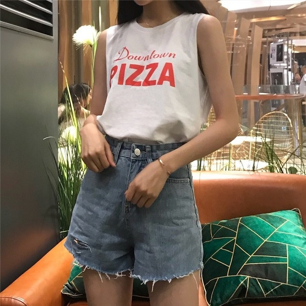 Maieu de damă cu bretele largi în două culori cu inscripție