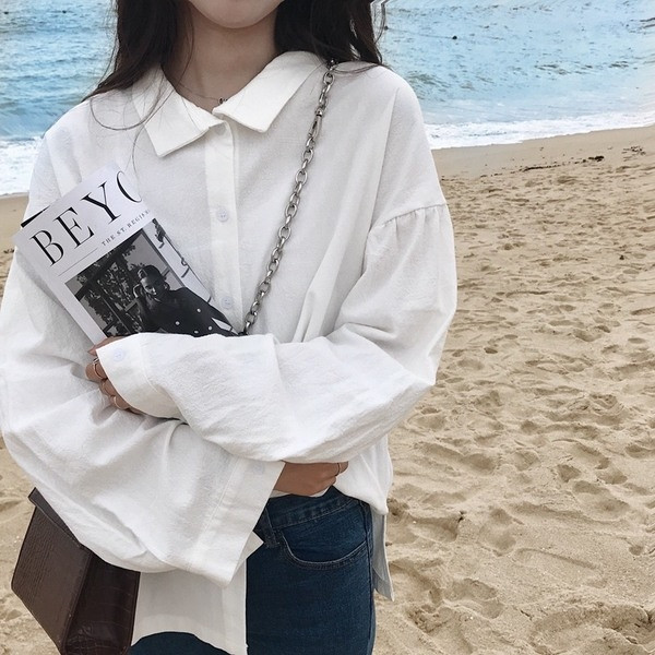 Női ing fehér széles modellben