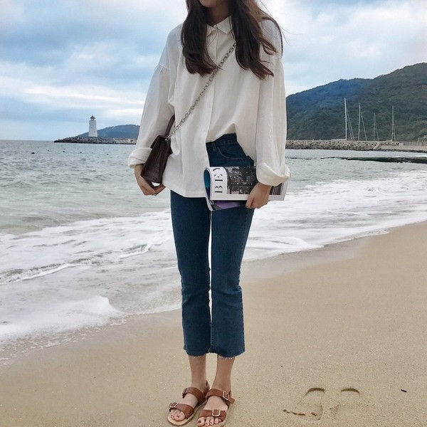 Női ing fehér széles modellben