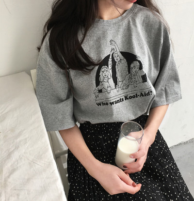 Γυναικείο μπλουζάκι με σχέδιο 3/4 μανίκι σε τρία χρώματα με εκτύπωση