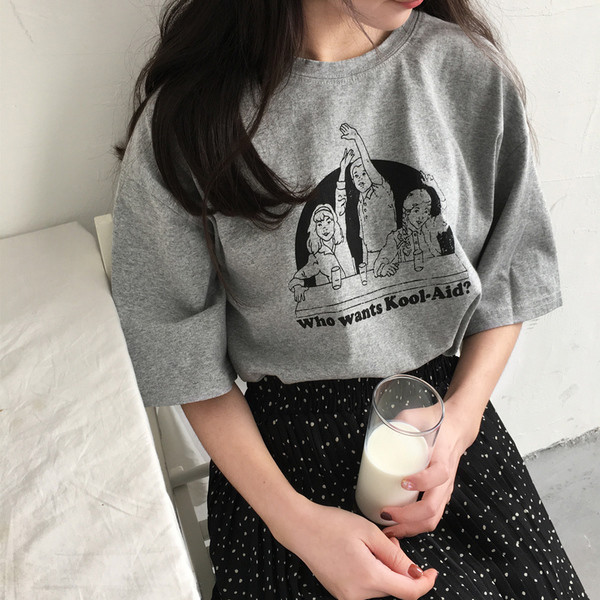 Γυναικείο μπλουζάκι με σχέδιο 3/4 μανίκι σε τρία χρώματα με εκτύπωση