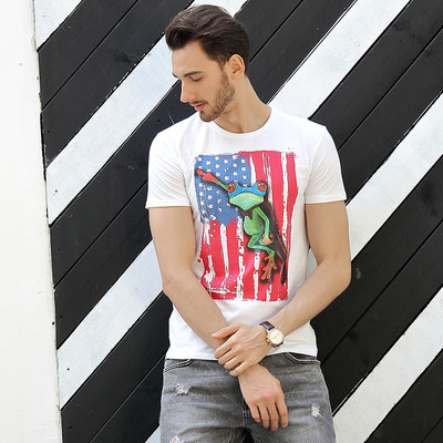 Ανδρικό μπλουζάκι σε διάφορα χρώματα με έγχρωμη εκτύπωση