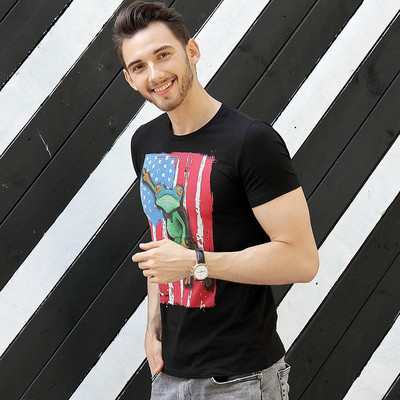 Ανδρικό μπλουζάκι σε διάφορα χρώματα με έγχρωμη εκτύπωση