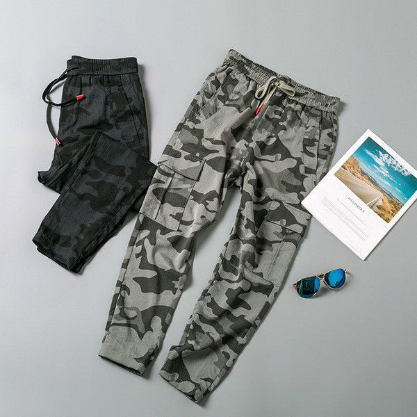 Αντρικά παντελόνια με πλαϊνές τσέπες καμουφλάζ μοτίβα