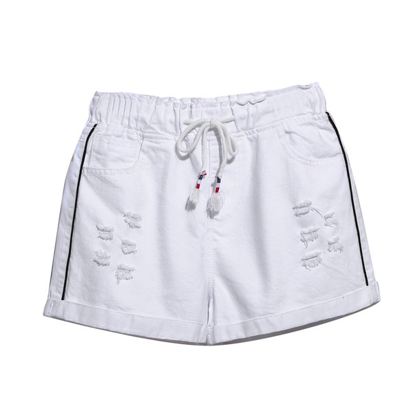 Női MAXI méretű rövidnadrág elasztikus derékkal és fűzős fehér színben - szakadt