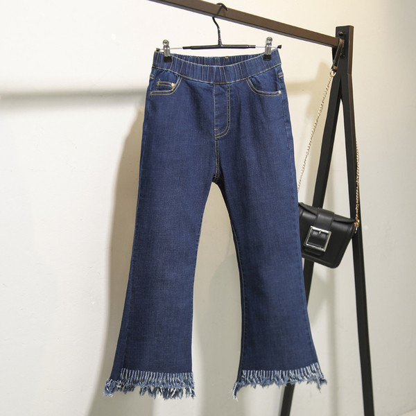 Blugi de dama moderni marimea MAXI cu talie elastica in model decupat