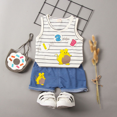 Βαμβακερό παιδικό σετ από παντελόνι και μπλουζάκι σε τρία χρώματα