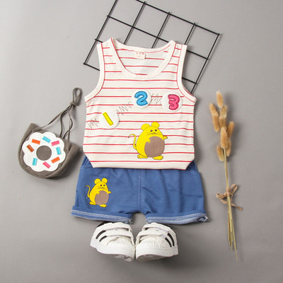 Βαμβακερό παιδικό σετ από παντελόνι και μπλουζάκι σε τρία χρώματα