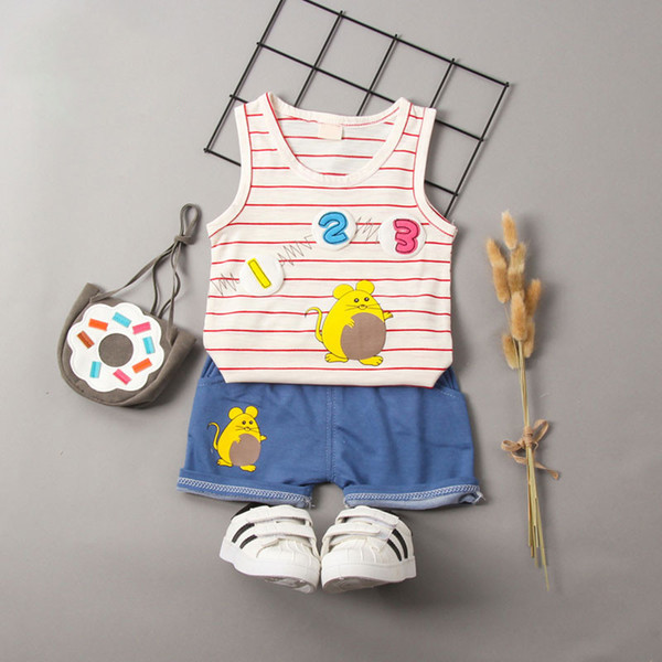 Βαμβακερό παιδικό σετ από παντελόνι και μπλουζάκι σε τρία χρώματα