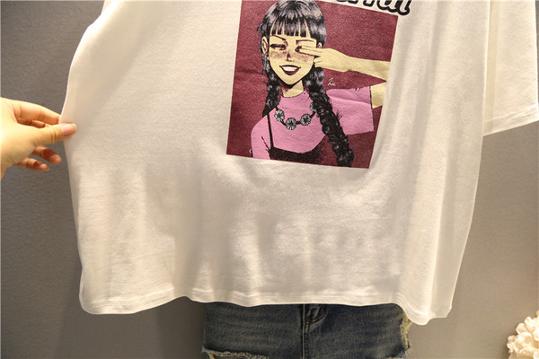 Tricou de dama modern marimea MAXI din trei piese cu aplicatie