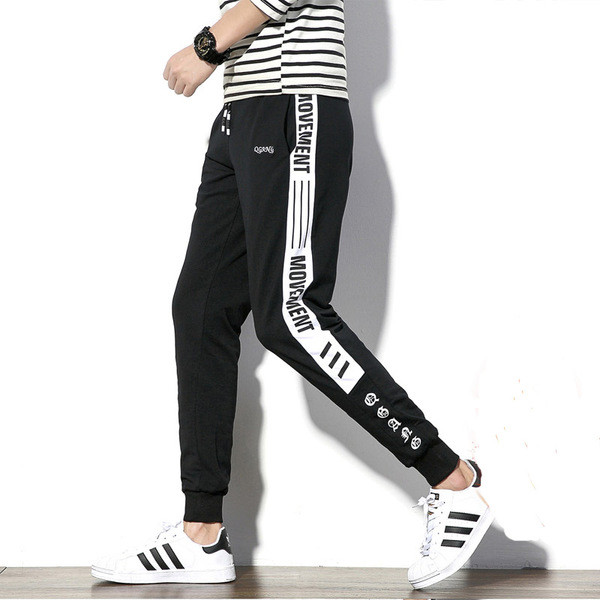 Ανδρική φόρμα με πλευρική άκρη με επιγραφή σε δύο σχέδια - μήκος 7/8