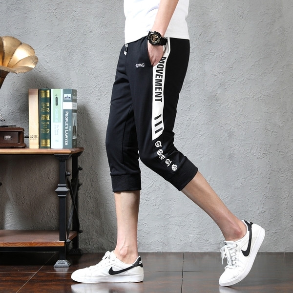 Ανδρική φόρμα με πλευρική άκρη με επιγραφή σε δύο σχέδια - μήκος 7/8