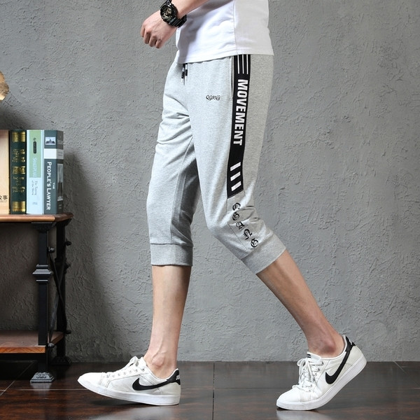 Ανδρική φόρμα με πλευρική άκρη με επιγραφή σε δύο σχέδια - μήκος 7/8