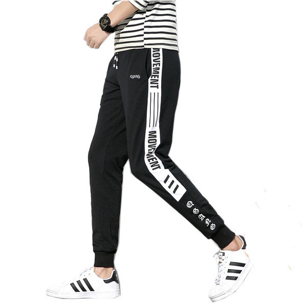 Ανδρική φόρμα με πλευρική άκρη με επιγραφή σε δύο σχέδια - μήκος 7/8