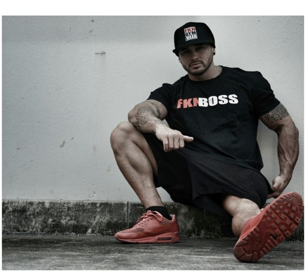 Ανδρικό αθλητικό μπλουζάκι σε δύο χρώματα με επιγραφή