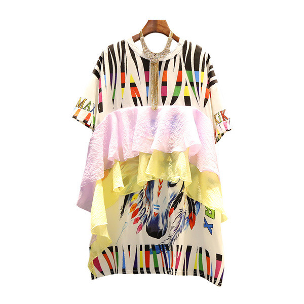 Tunica de dama eleganta marimea MAXI colorata cu volane