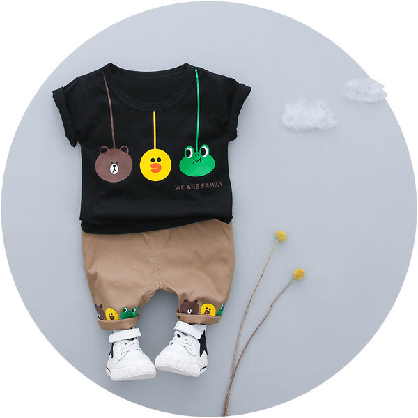 Καλοκαιρινό βρεφικό σετ 2 τεμαχίων - μπλούζα με  κοντό μανίκι και σορτς σε δύο χρώματα