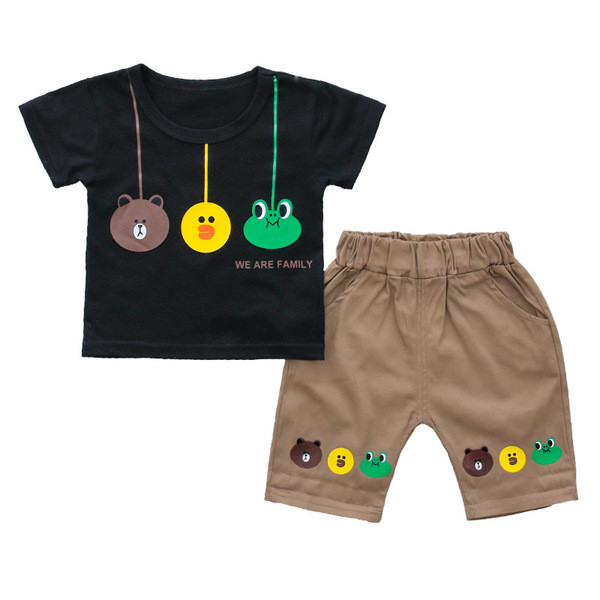 Καλοκαιρινό βρεφικό σετ 2 τεμαχίων - μπλούζα με  κοντό μανίκι και σορτς σε δύο χρώματα