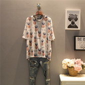 Γυναικεία καλοκαιρινά μπλούζα  μεγέθη MAX με εκτύπωση και μανίκι 3/4