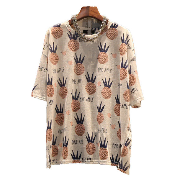 Γυναικεία καλοκαιρινά μπλούζα  μεγέθη MAX με εκτύπωση και μανίκι 3/4