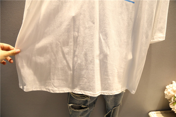 Γυναικείο T-shirt MAXI με επιγραφή και 3/4 μανίκι, σε λευκό και μαύρο χρώμα