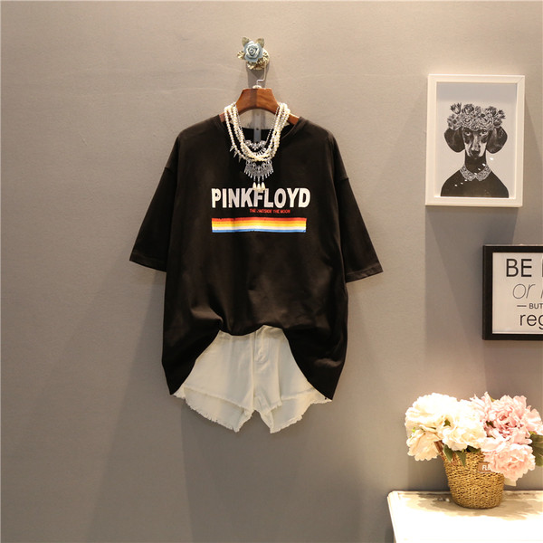 Γυναικείο T-shirt MAXI με επιγραφή και 3/4 μανίκι, σε λευκό και μαύρο χρώμα