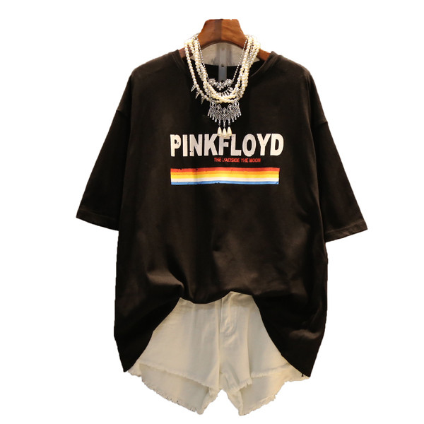 Γυναικείο T-shirt MAXI με επιγραφή και 3/4 μανίκι, σε λευκό και μαύρο χρώμα