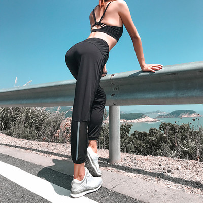 Women`s slim sports pants with a high waist