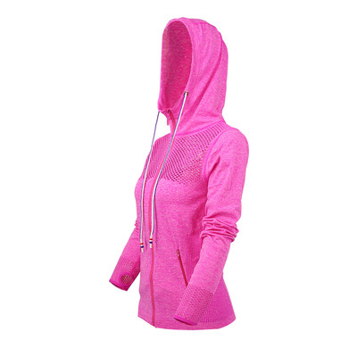 Γυναικείο αθλητικό μπουφάν με  κουκούλα  και διάτρητα στοιχεία σε τρία χρώματα