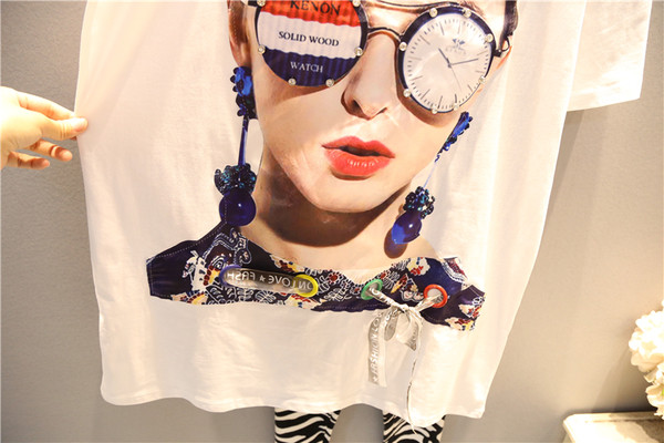 Tunica larga de dama marimea MAXI cu imprimeu, in alb si negru