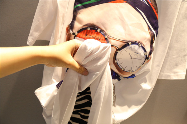 Tunica larga de dama marimea MAXI cu imprimeu, in alb si negru