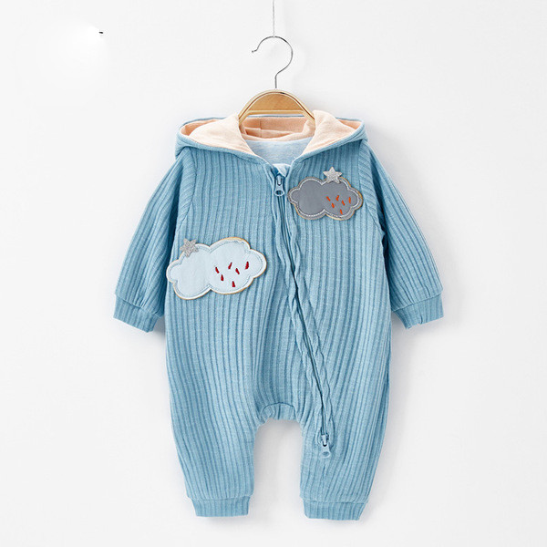 Βρεφική σαλοπέτα  με φερμουάρ και κουκούλα σε ροζ και μπλε χρώμα