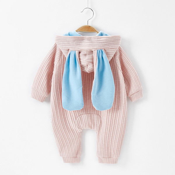 Βρεφική σαλοπέτα  με φερμουάρ και κουκούλα σε ροζ και μπλε χρώμα