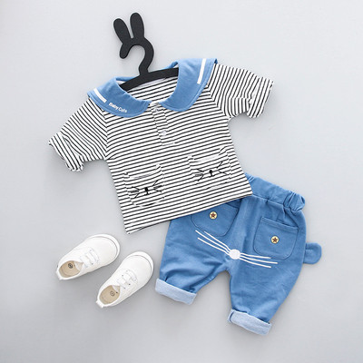 Βρεφικό σετ  μπλούζα με κοντό μανίκι και παντελόνι