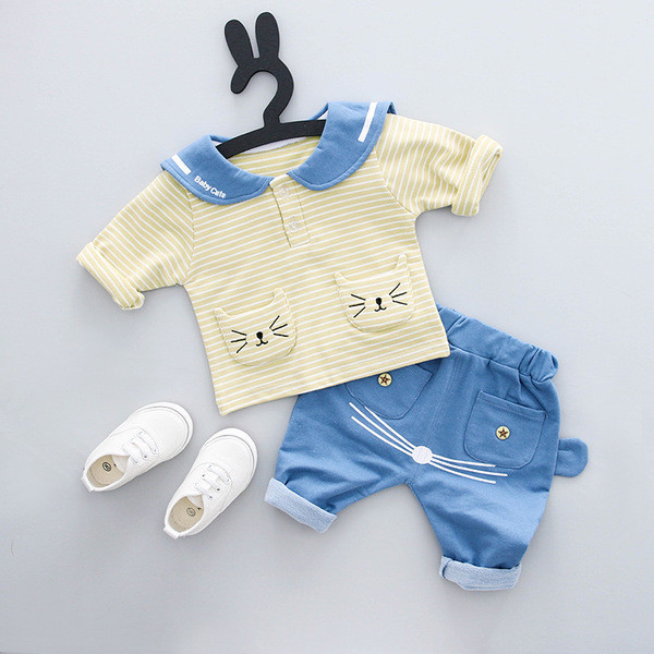 Βρεφικό σετ  μπλούζα με κοντό μανίκι και παντελόνι
