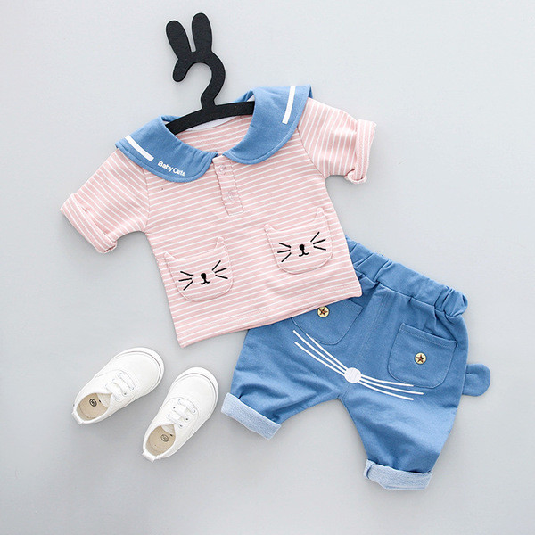 Βρεφικό σετ  μπλούζα με κοντό μανίκι και παντελόνι