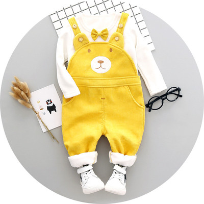 Βρεφικά σετ  βελούδου -σαλοπέτα και  μπλούζα με μακριά μανίκια σε τέσσερα χρώματα