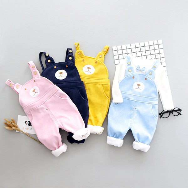 Βρεφικά σετ  βελούδου -σαλοπέτα και  μπλούζα με μακριά μανίκια σε τέσσερα χρώματα