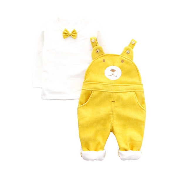 Βρεφικά σετ  βελούδου -σαλοπέτα και  μπλούζα με μακριά μανίκια σε τέσσερα χρώματα