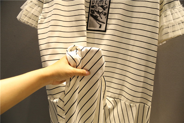 Γυναικείο μπλουζοφόρεμα με μανίκια 3/4 σε λευκό και μαύρο χρώμα