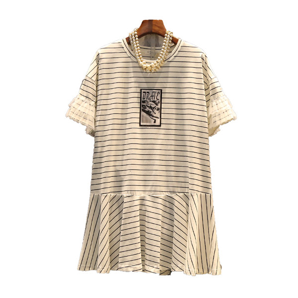 Γυναικείο μπλουζοφόρεμα με μανίκια 3/4 σε λευκό και μαύρο χρώμα