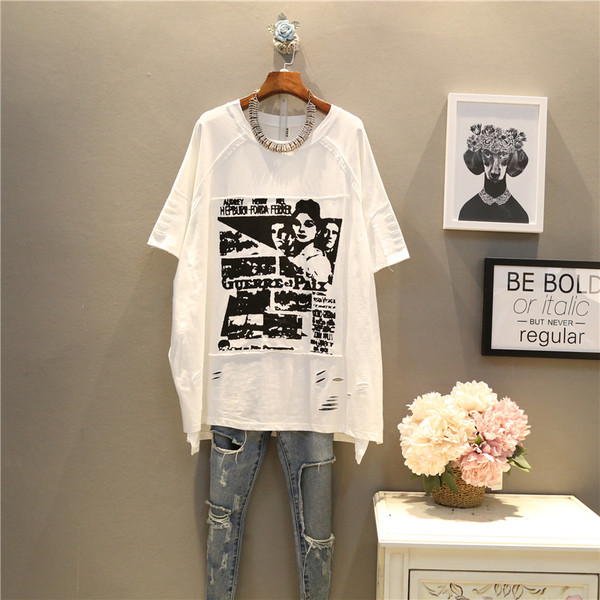 Tricou larg de dama marimea MAXI in trei culori cu aplicatie si maneci 3/4