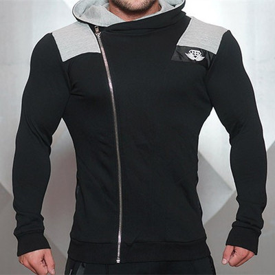 Top sport pentru barbati cu gluga in mai multe culori cu fermoar lateral